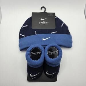 NEW Nike Newborn Baby Blue 2-piece Set Hat & booties Outfit Size (0-6M)